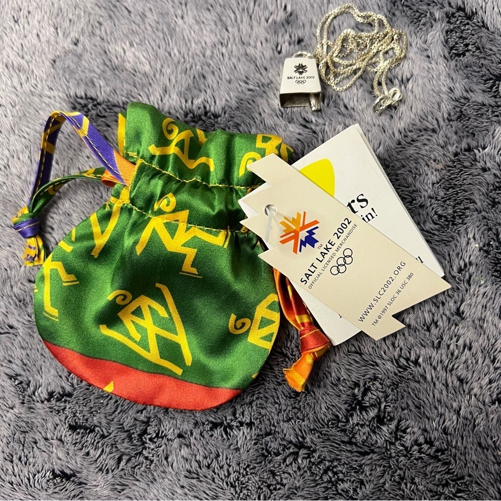 2002 Salt Lake Winter Official Olympics Sterling Micro Cheering Bell Necklace - Picture 6 of 8